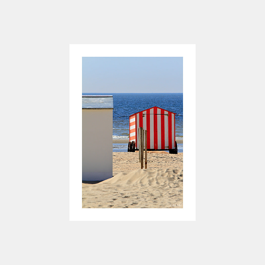 Poster photo 1354 Cabines de bain rouges et blanches de Belgique