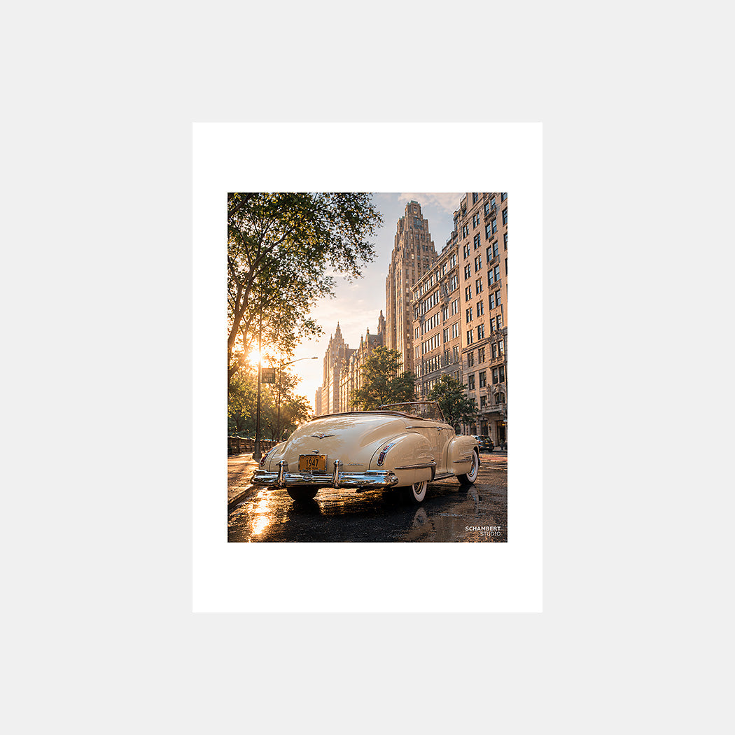 Central Park | Affiche auto vintage New York 1940s - Design avec marge unie
